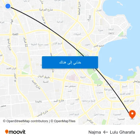 Lulu Gharafa to Najma map