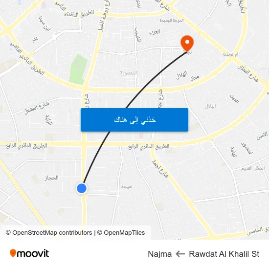 Rawdat Al Khalil St to Najma map