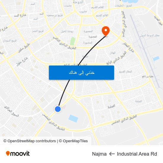 Industrial Area Rd to Najma map