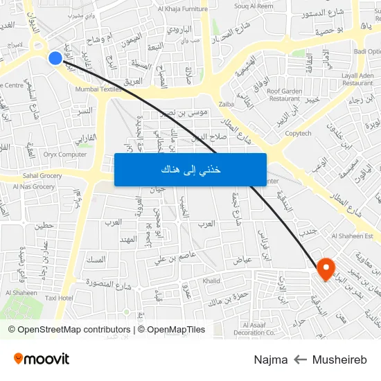 Musheireb to Najma map