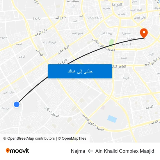 Ain Khalid Complex Masjid to Najma map
