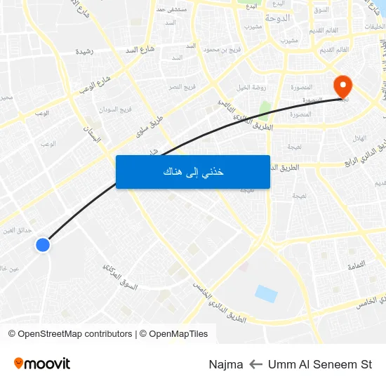 Umm Al Seneem St to Najma map