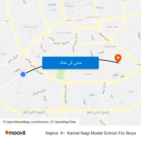 Kamal Nagi Model School For Boys to Najma map