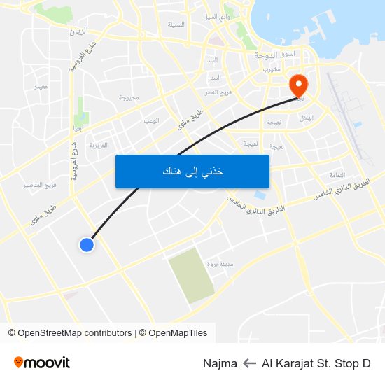 Al Karajat St. Stop D to Najma map