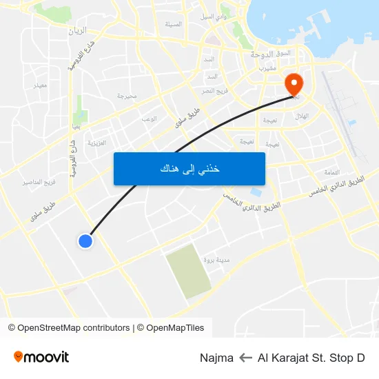 Al Karajat St. Stop D to Najma map