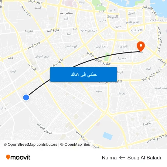 Souq Al Baladi to Najma map