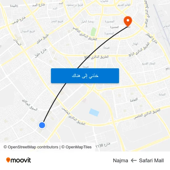 Safari Mall to Najma map