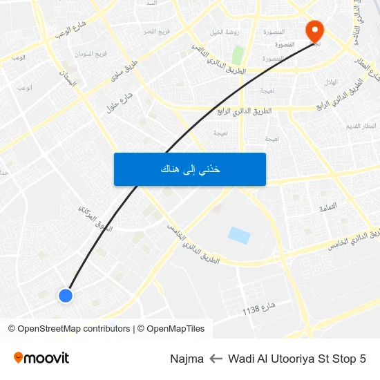Wadi Al Utooriya St Stop 5 to Najma map
