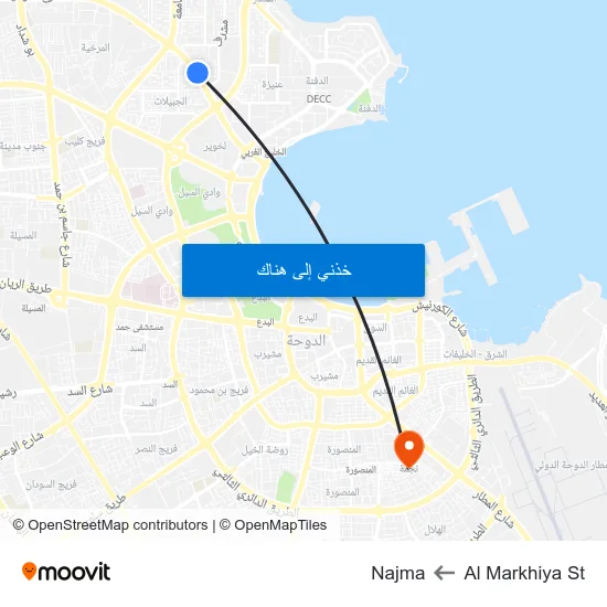 Al Markhiya St to Najma map