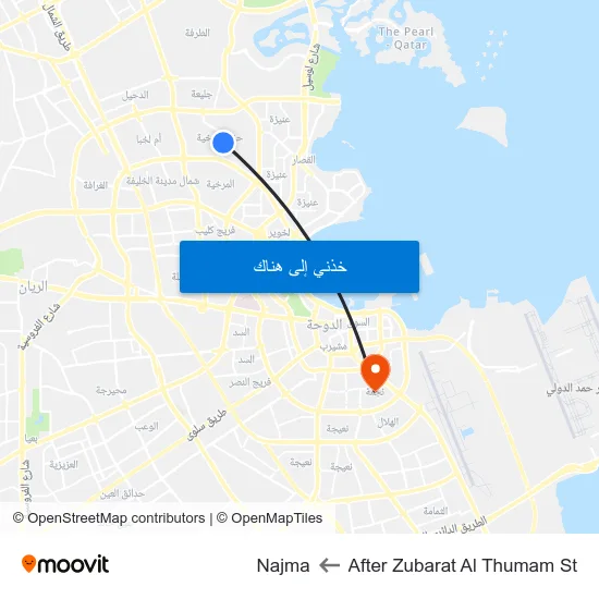 After Zubarat Al Thumam St to Najma map