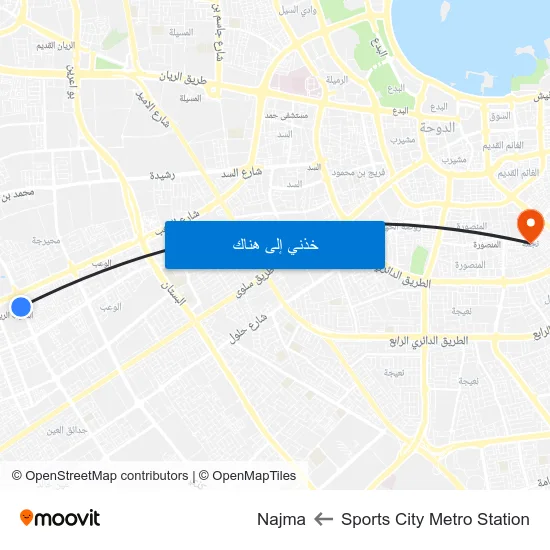 Sports City Metro Station to Najma map
