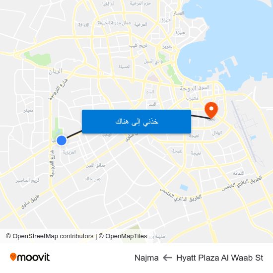 Hyatt Plaza Al Waab St to Najma map