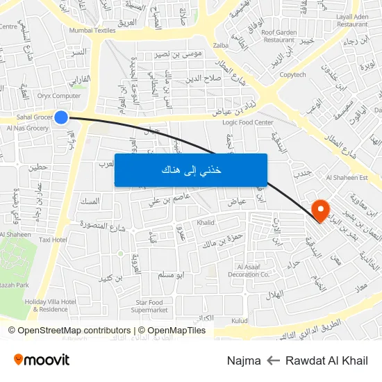 Rawdat Al Khail to Najma map