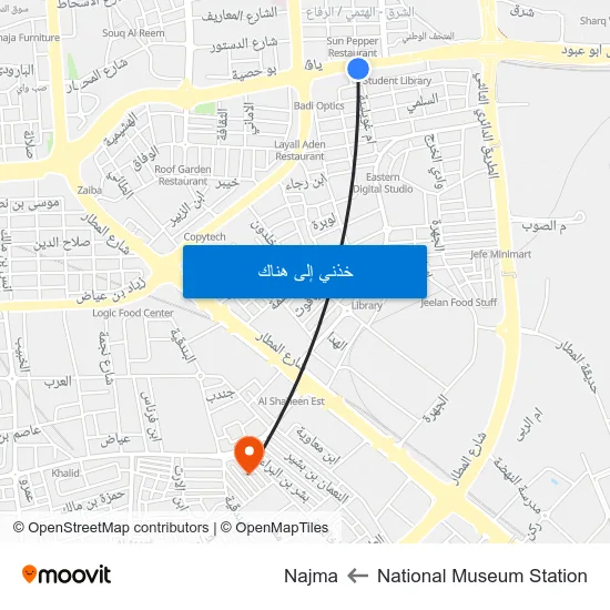 National Museum Station to Najma map
