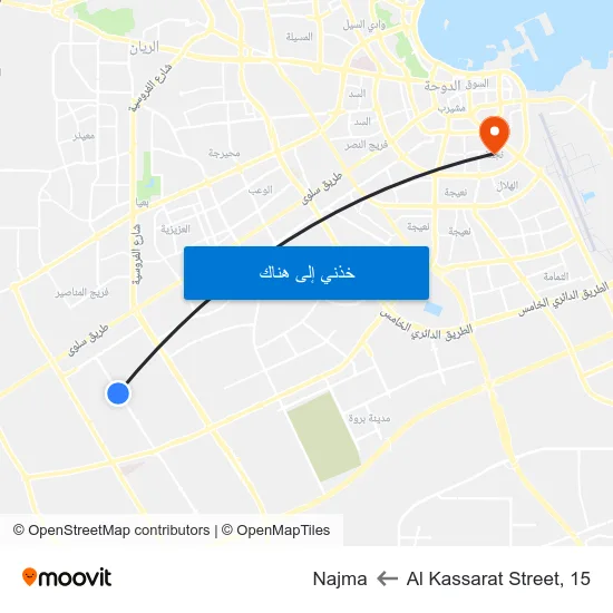 Al Kassarat Street, 15 to Najma map