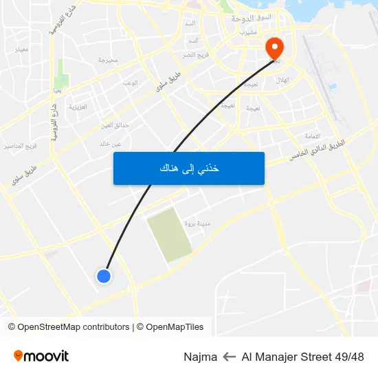 Al Manajer Street 49/48 to Najma map