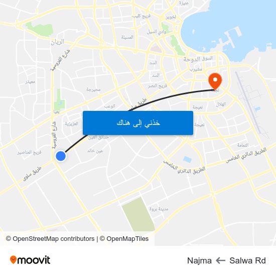 Salwa Rd to Najma map