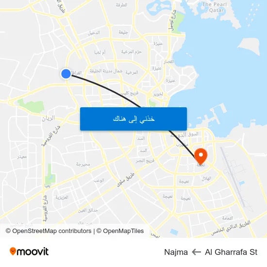 Al Gharrafa St to Najma map