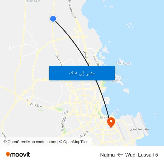 Wadi Lussail 5 to Najma map