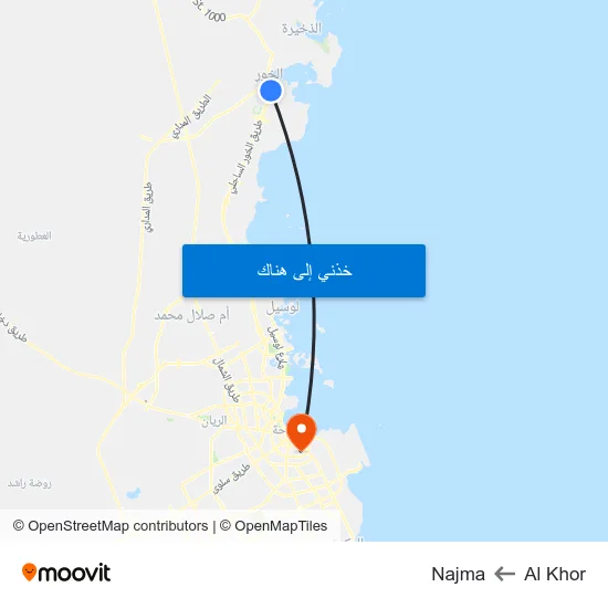 Al Khor to Najma map