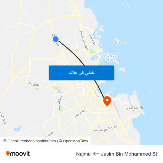 Jasim Bin Mohammed St to Najma map