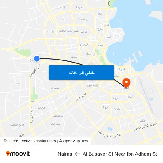 Al Busayer St Near Ibn Adham St to Najma map