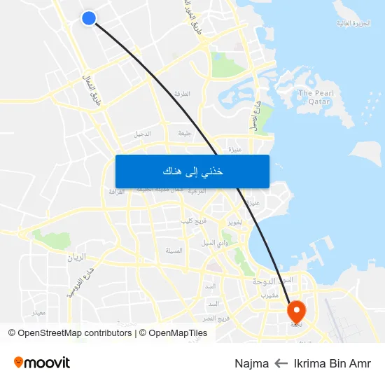Ikrima Bin Amr to Najma map