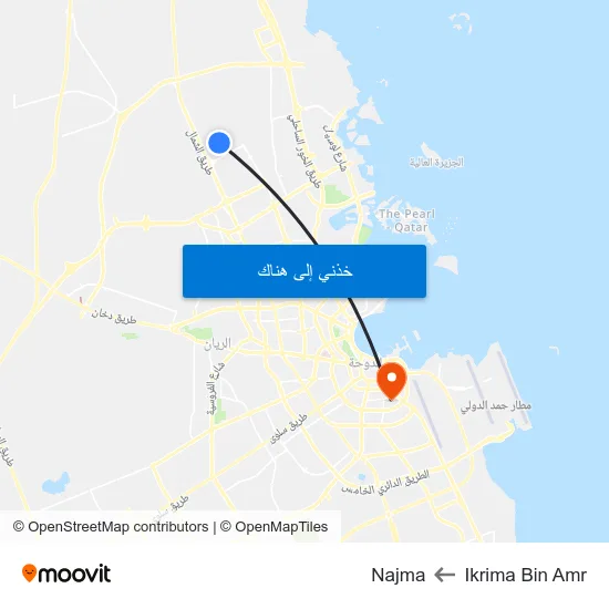 Ikrima Bin Amr to Najma map