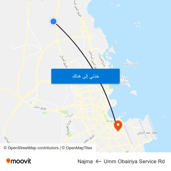 Umm Obairiya Service Rd to Najma map