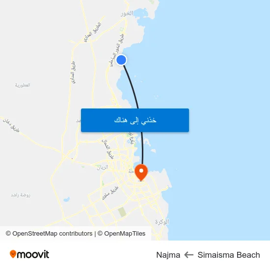 Simaisma Beach to Najma map
