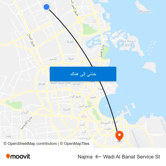 Wadi Al Banat Service St to Najma map