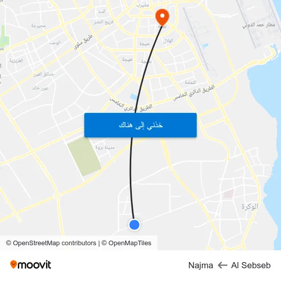 Al Sebseb to Najma map