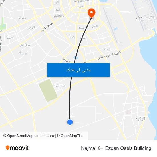 Ezdan Oasis Building to Najma map