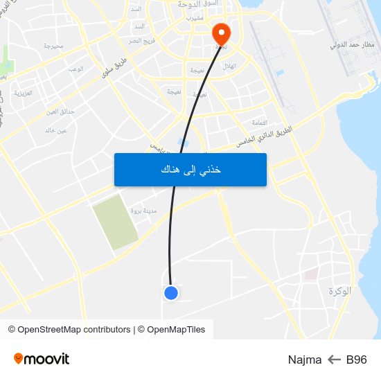 B96 to Najma map