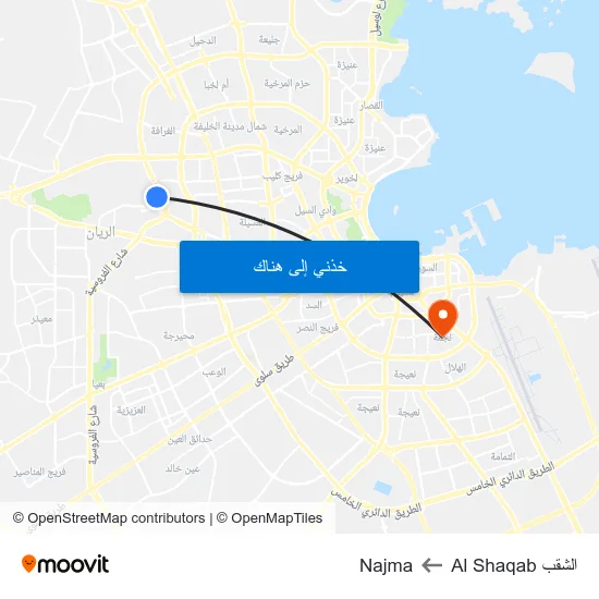 الشقب Al Shaqab to Najma map