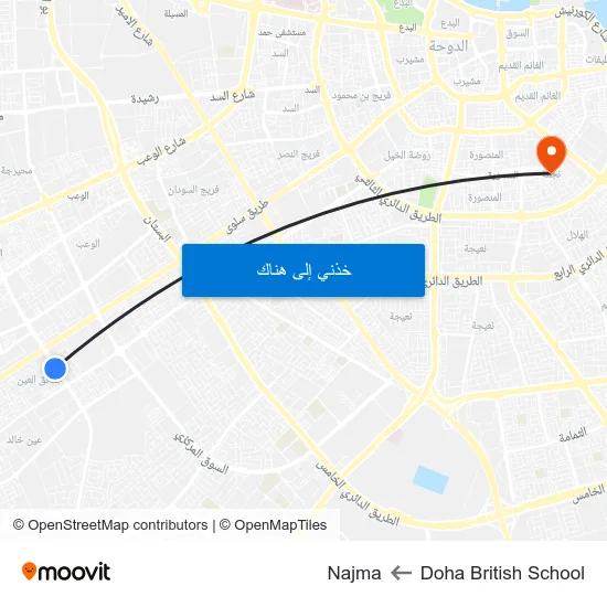 Doha British School to Najma map
