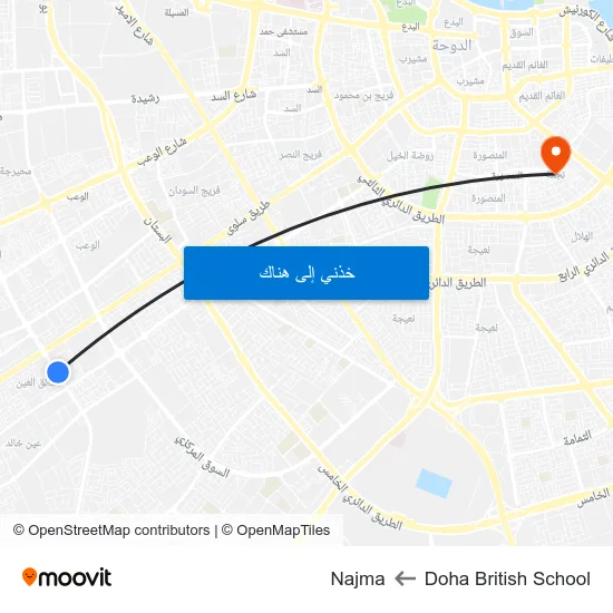 Doha British School to Najma map