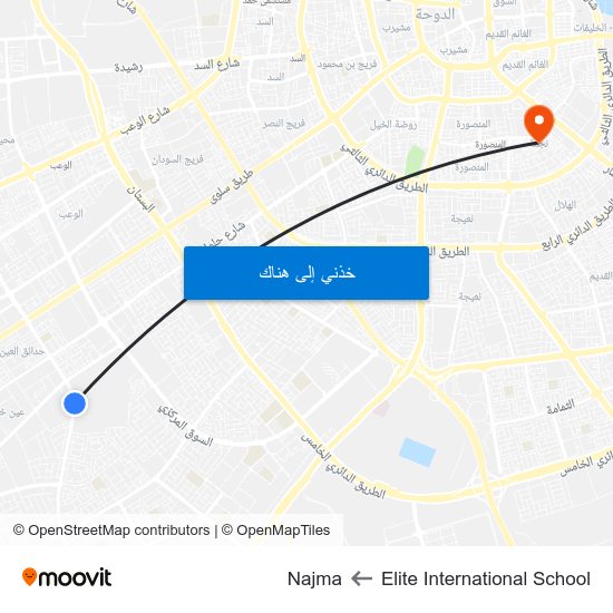 Elite International School to Najma map