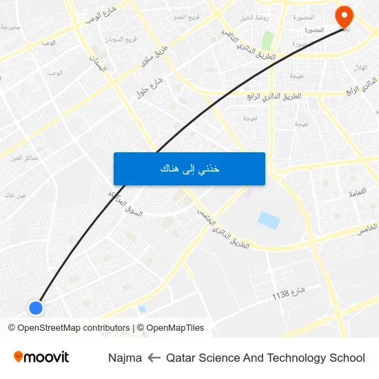 Qatar Science And Technology School to Najma map