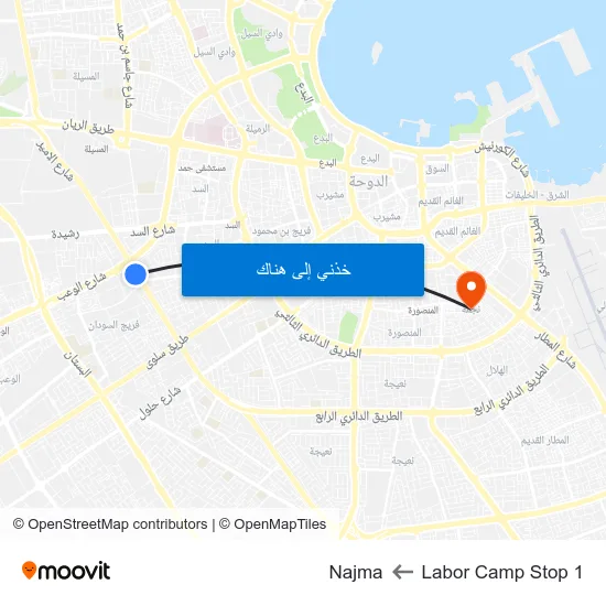Labor Camp Stop 1 to Najma map