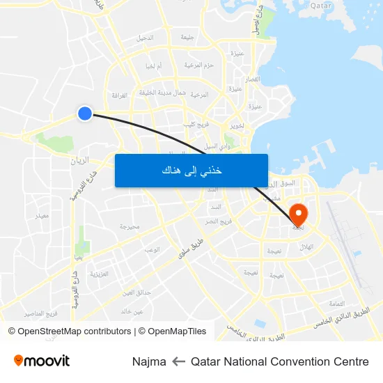 Qatar National Convention Centre to Najma map