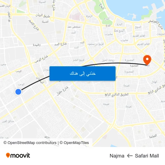 Safari Mall to Najma map
