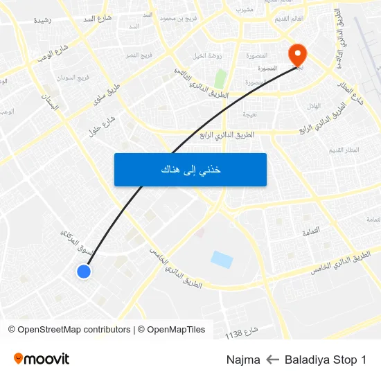 Baladiya Stop 1 to Najma map