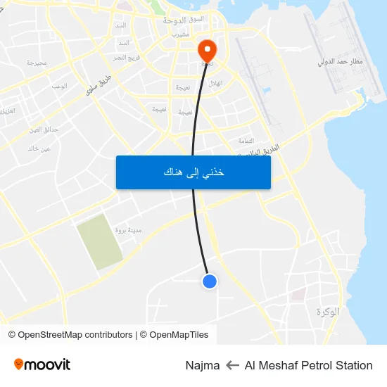 Al Meshaf Petrol Station to Najma map