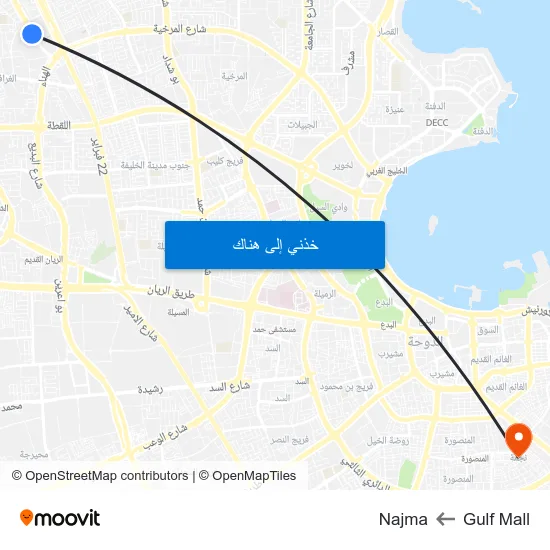 Gulf Mall to Najma map