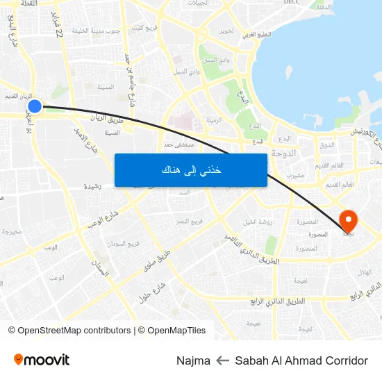 Sabah Al Ahmad Corridor to Najma map