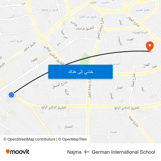 German International School to Najma map