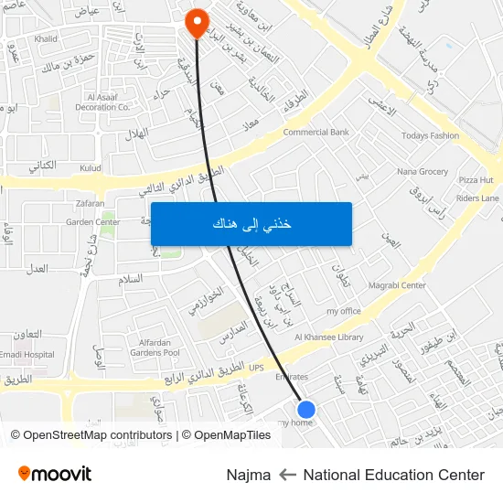 National Education Center to Najma map