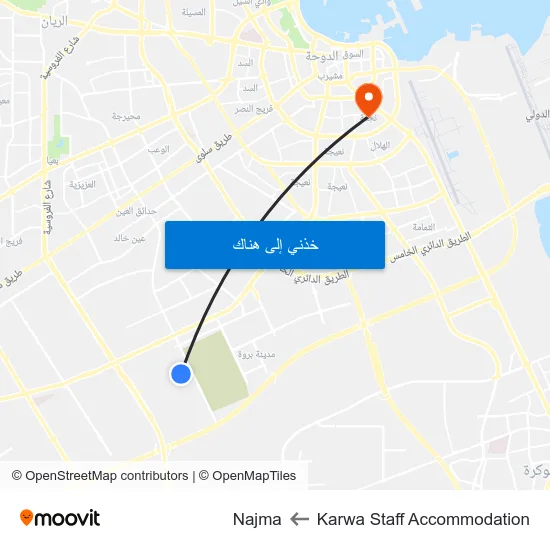 Karwa Staff Accommodation to Najma map