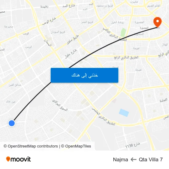 Qta Villa 7 to Najma map